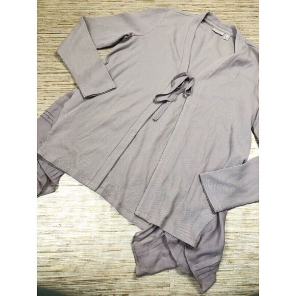 T-55~ LOGO By Lori Goldstein Womens Cardigan Sweater Gray Stretch M nwot - Picture 1 of 5